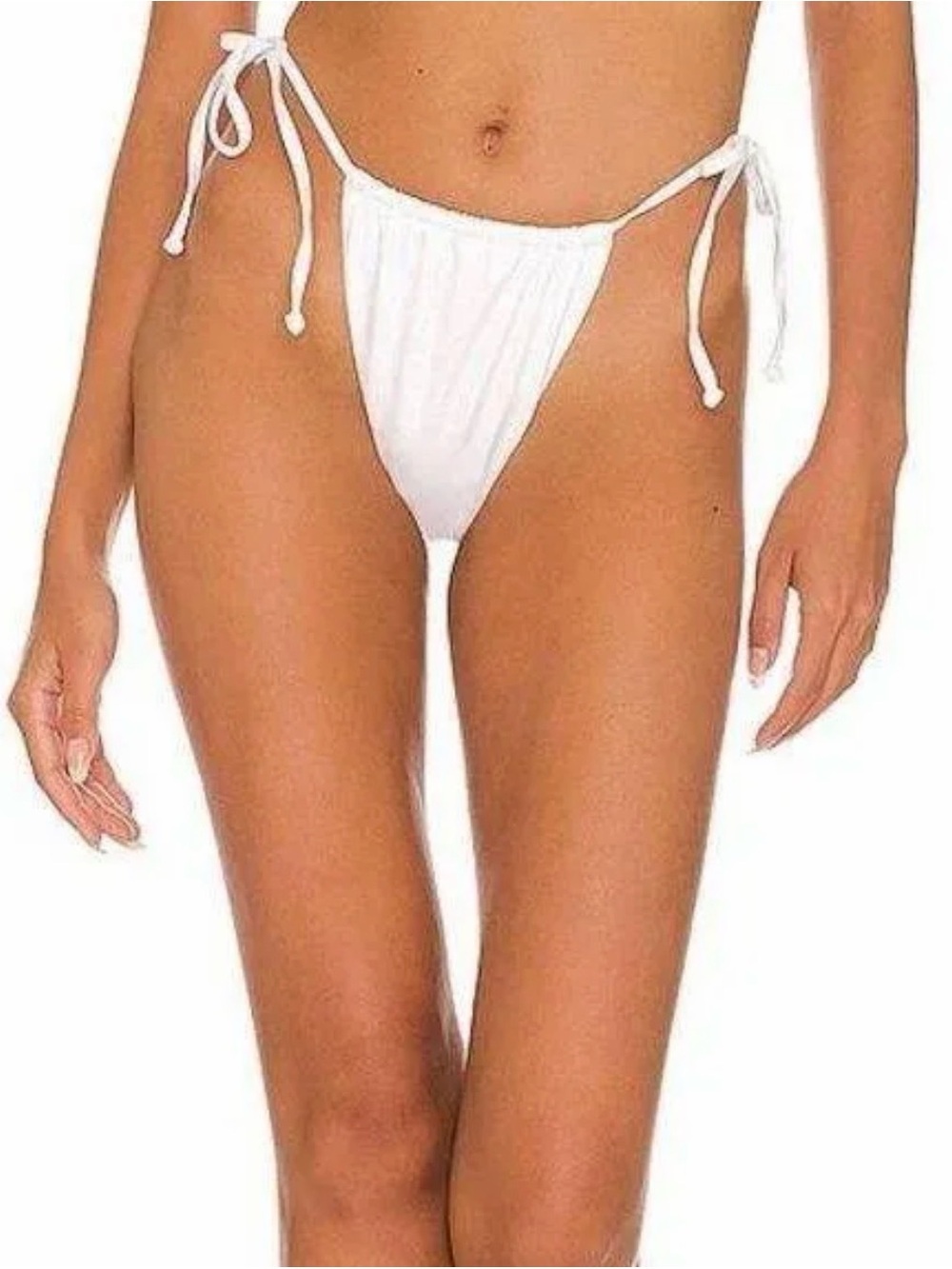 Good American Metallic White Tie-Side Bikini Bottom